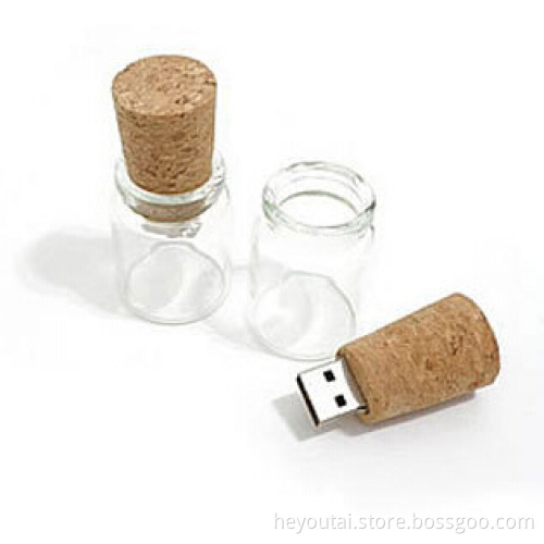 Hot Selling Glass Jar Wooden Cork USB Flash Drive